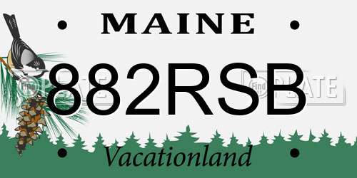 882RSB Maine License Plate