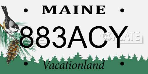 883ACY Maine License Plate