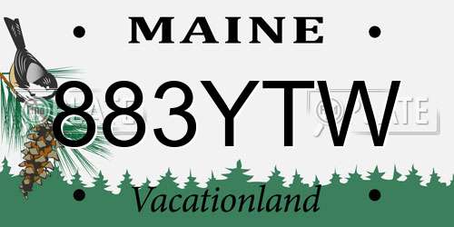 883YTW Maine License Plate