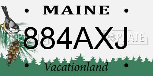 884AXJ Maine License Plate