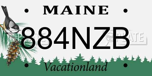 884NZB Maine License Plate