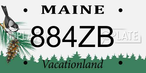 884ZB Maine License Plate