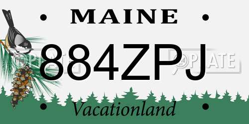 884ZPJ Maine License Plate