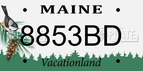 8853BD Maine License Plate