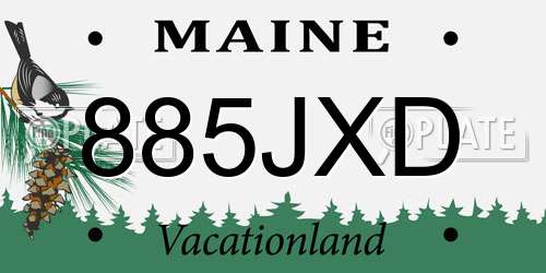 885JXD Maine License Plate