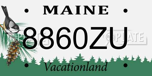 8860ZU Maine License Plate