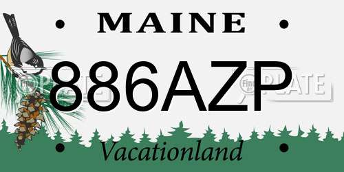 886AZP Maine License Plate
