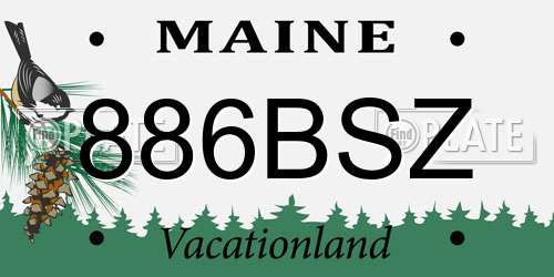 886BSZ Maine License Plate