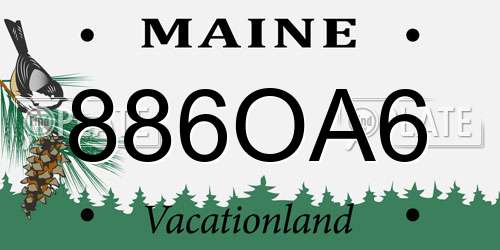 886OA6 Maine License Plate