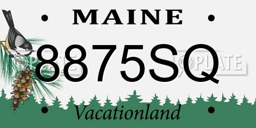 8875SQ Maine License Plate