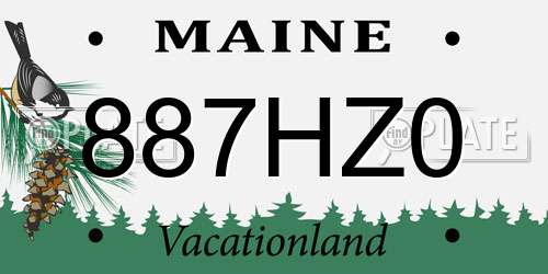 887HZ0 Maine License Plate