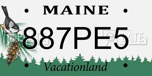 887PE5 Maine License Plate