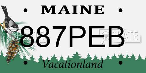 887PEB Maine License Plate