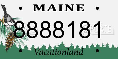 8888181 Maine License Plate