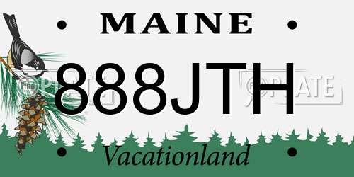 888JTH Maine License Plate