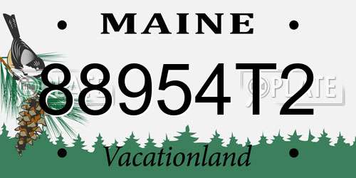 88954T2 Maine License Plate