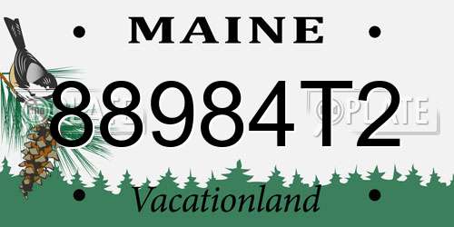 88984T2 Maine License Plate