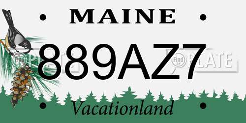 889AZ7 Maine License Plate