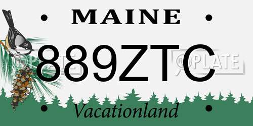 889ZTC Maine License Plate