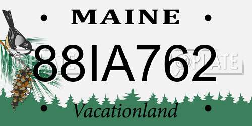 88IA762 Maine License Plate