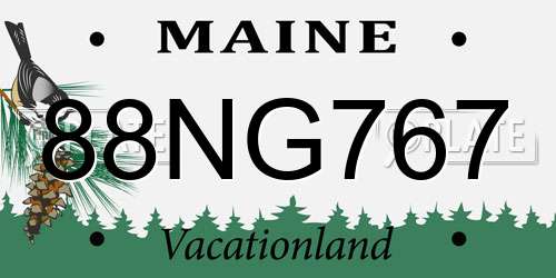 88NG767 Maine License Plate