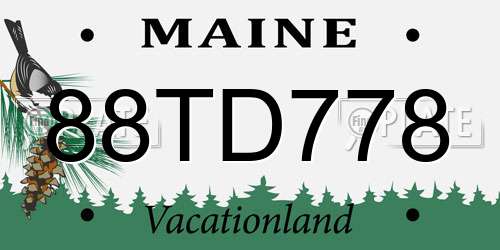 88TD778 Maine License Plate