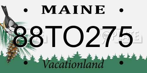 88TO275 Maine License Plate
