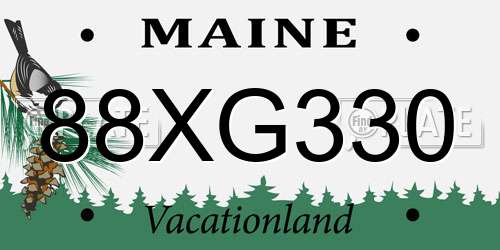 88XG330 Maine License Plate