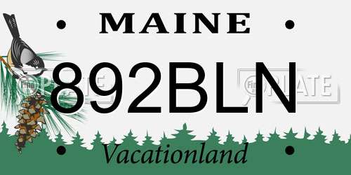 892BLN Maine License Plate