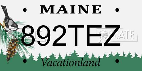 892TEZ Maine License Plate