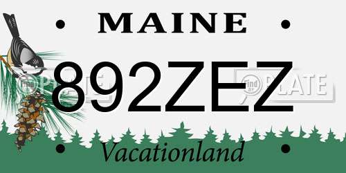892ZEZ Maine License Plate