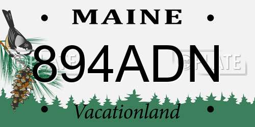 894ADN Maine License Plate