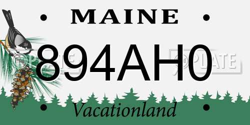 894AH0 Maine License Plate