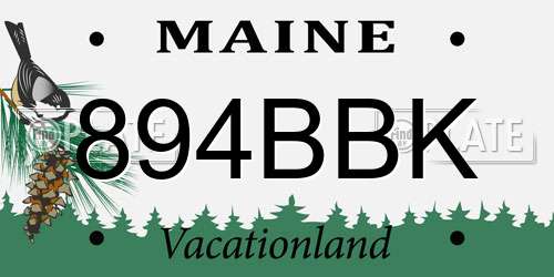 894BBK Maine License Plate
