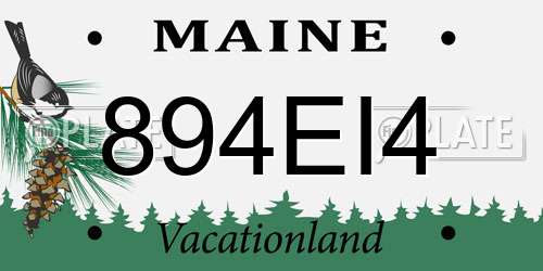 894EI4 Maine License Plate