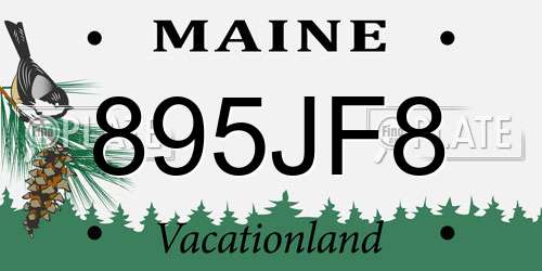 895JF8 Maine License Plate