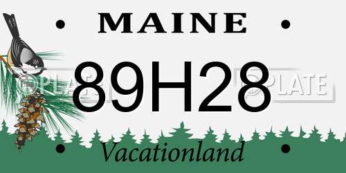 89H28 Maine License Plate
