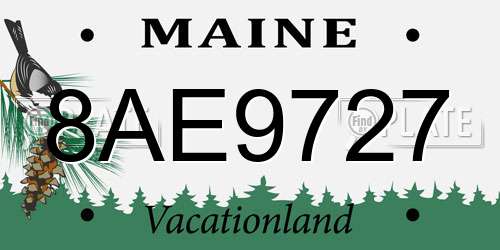 8AE9727 Maine License Plate