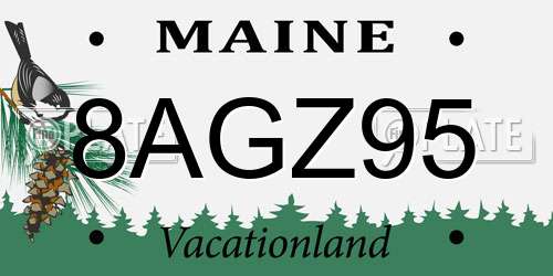 8AGZ95 Maine License Plate