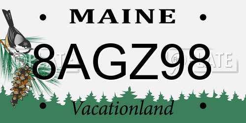 8AGZ98 Maine License Plate