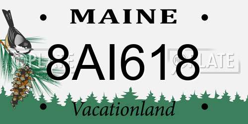 8AI618 Maine License Plate