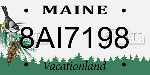 8AI7198 Maine License Plate