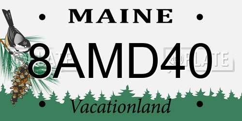 8AMD40 Maine License Plate