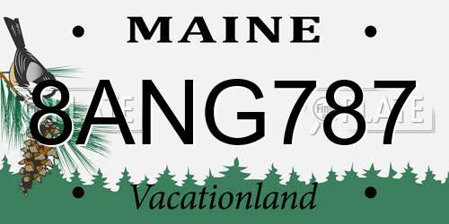 8ANG787 Maine License Plate