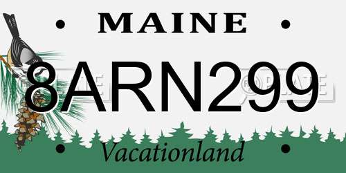 8ARN299 Maine License Plate