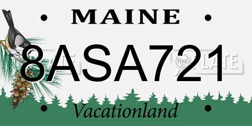 8ASA721 Maine License Plate