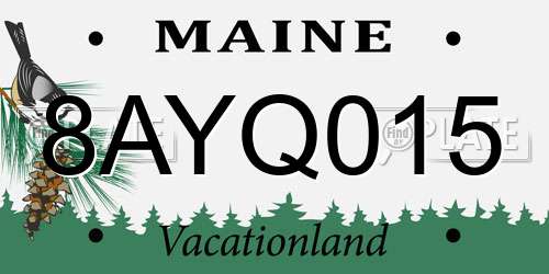 8AYQ015 Maine License Plate