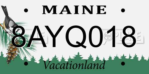 8AYQ018 Maine License Plate