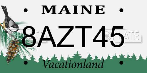 8AZT45 Maine License Plate
