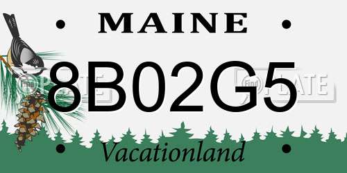 8B02G5 Maine License Plate
